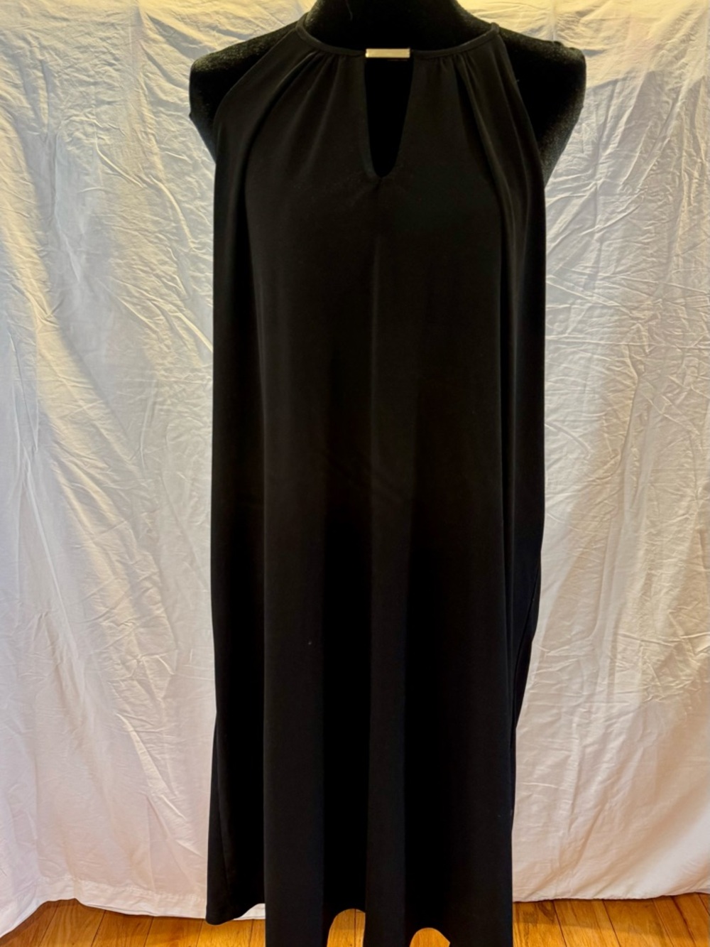 Michael Kors Black Halter Midi Dress with Keyhole